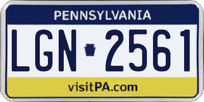 PA license plate LGN2561