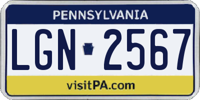 PA license plate LGN2567