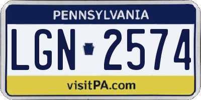 PA license plate LGN2574