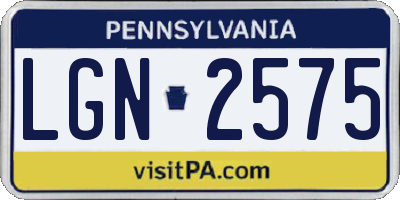PA license plate LGN2575