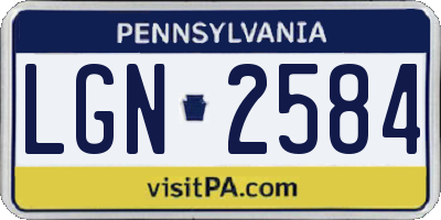 PA license plate LGN2584