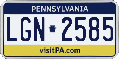 PA license plate LGN2585