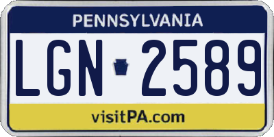 PA license plate LGN2589