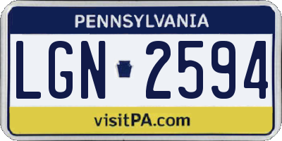 PA license plate LGN2594