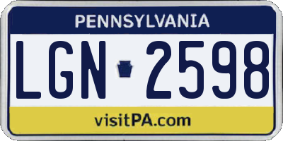 PA license plate LGN2598