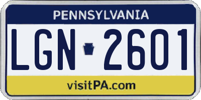 PA license plate LGN2601