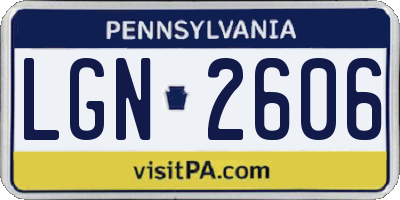 PA license plate LGN2606