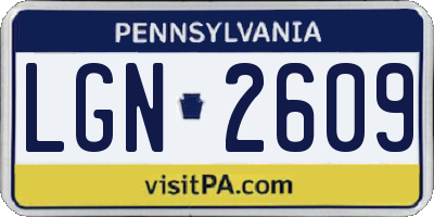 PA license plate LGN2609