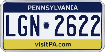 PA license plate LGN2622
