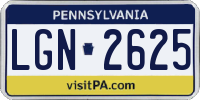 PA license plate LGN2625