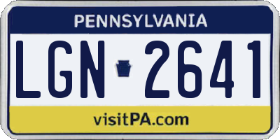 PA license plate LGN2641