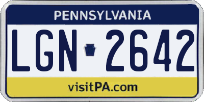 PA license plate LGN2642