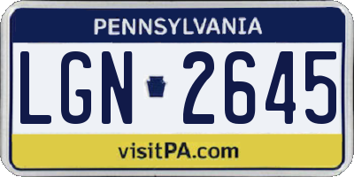 PA license plate LGN2645