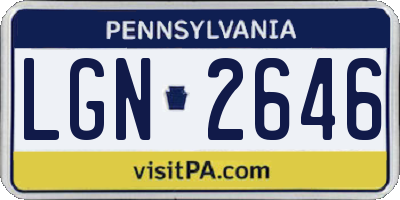 PA license plate LGN2646