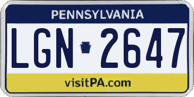 PA license plate LGN2647
