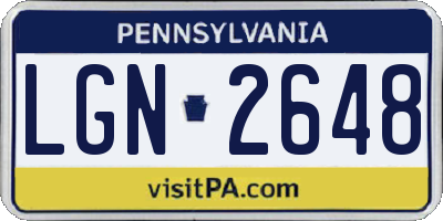 PA license plate LGN2648