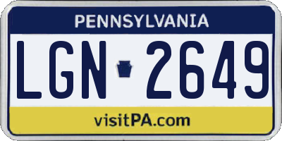 PA license plate LGN2649
