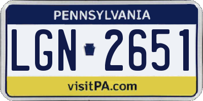PA license plate LGN2651