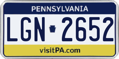 PA license plate LGN2652