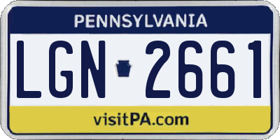 PA license plate LGN2661