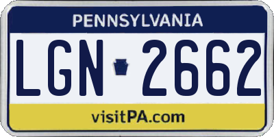 PA license plate LGN2662