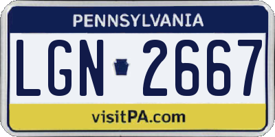 PA license plate LGN2667