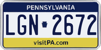 PA license plate LGN2672