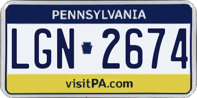 PA license plate LGN2674