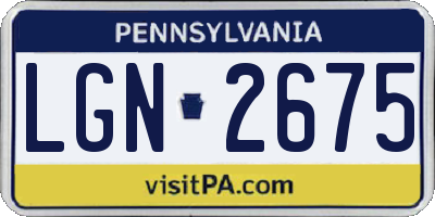 PA license plate LGN2675