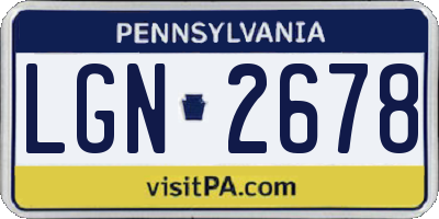 PA license plate LGN2678
