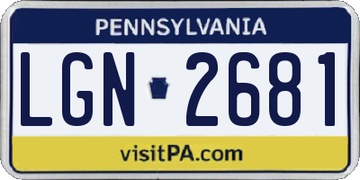 PA license plate LGN2681