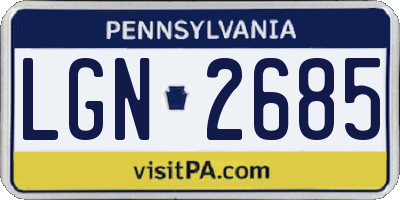 PA license plate LGN2685