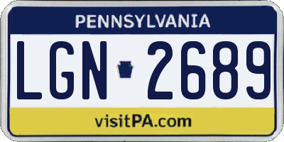 PA license plate LGN2689