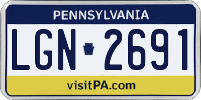 PA license plate LGN2691