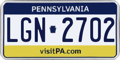 PA license plate LGN2702