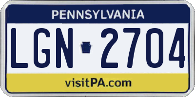 PA license plate LGN2704