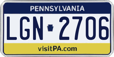 PA license plate LGN2706