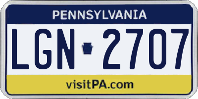 PA license plate LGN2707