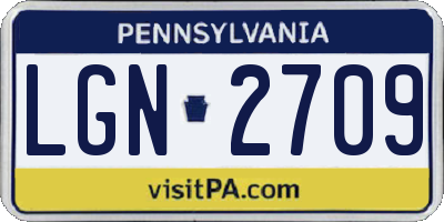 PA license plate LGN2709