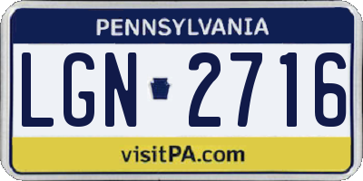 PA license plate LGN2716