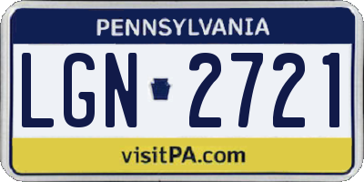 PA license plate LGN2721