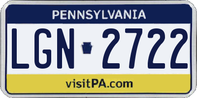 PA license plate LGN2722
