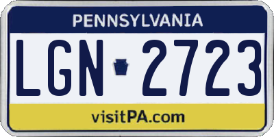 PA license plate LGN2723