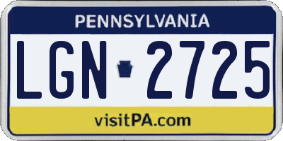 PA license plate LGN2725