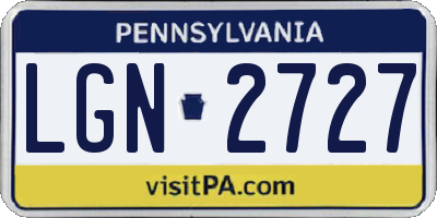 PA license plate LGN2727
