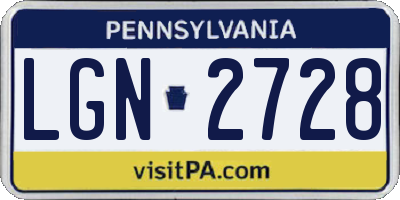 PA license plate LGN2728