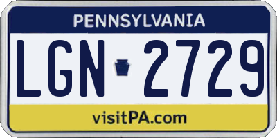 PA license plate LGN2729