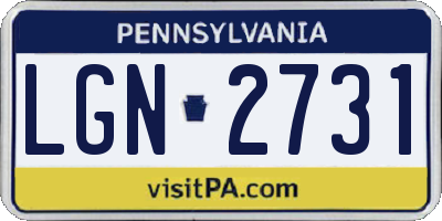 PA license plate LGN2731