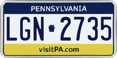 PA license plate LGN2735