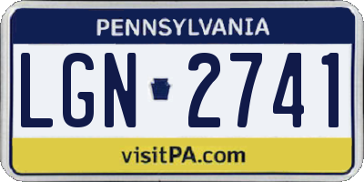 PA license plate LGN2741